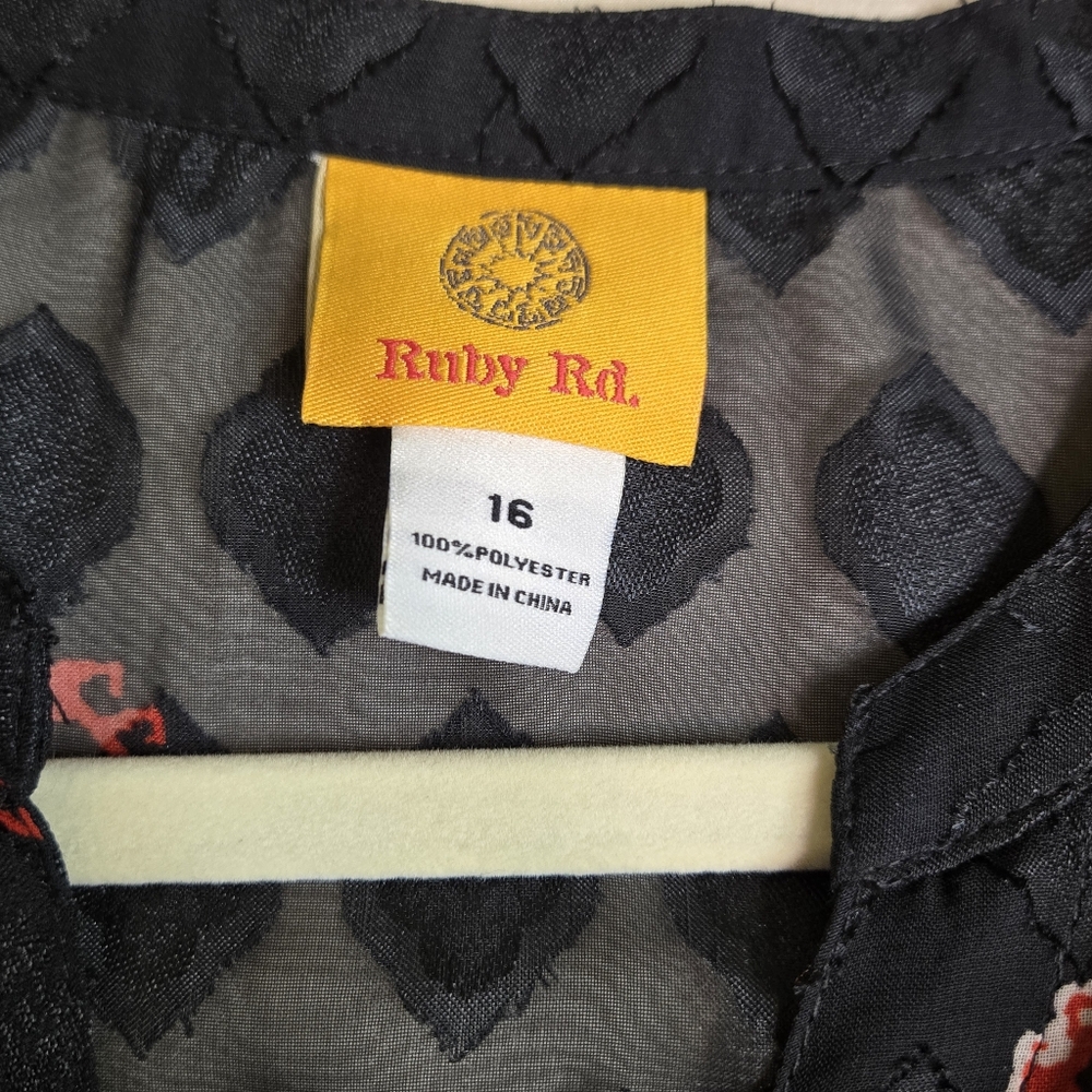 Ruby Rd. Womens Size 16 Semi Sheer Button Up Blouse Artsy Boho Long Sleeve NWT - Picture 5 of 8